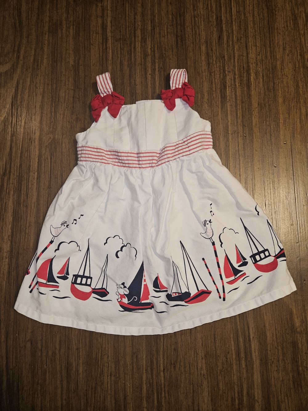 Gymboree White Red and Navy Sailboat Print Sundress